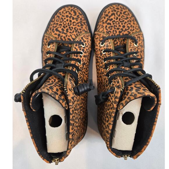 Sperry X Rebecca Minkoff Leather Leopard Print High-Top Sneakers NIB Womens 7.5 - Picture 8 of 12